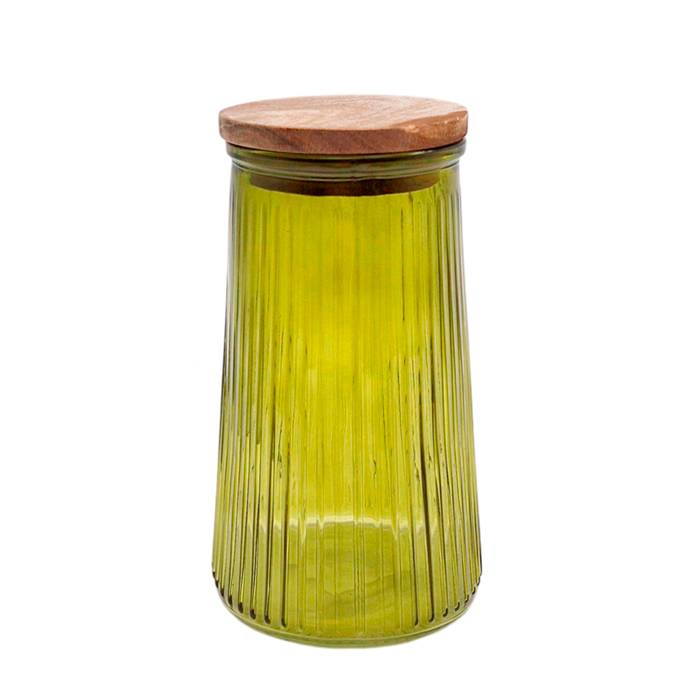 Frasco Vidrio Verde T/ Madera 1.3 Lts. Carol