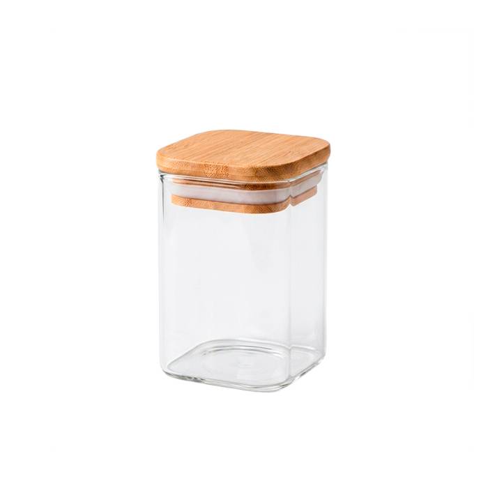 Especiero Vidrio Cuad. Tapa Bambu 225Ml