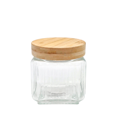 Frasco Vidrio Facetado Cuad. 1 Lt. T/Bambu