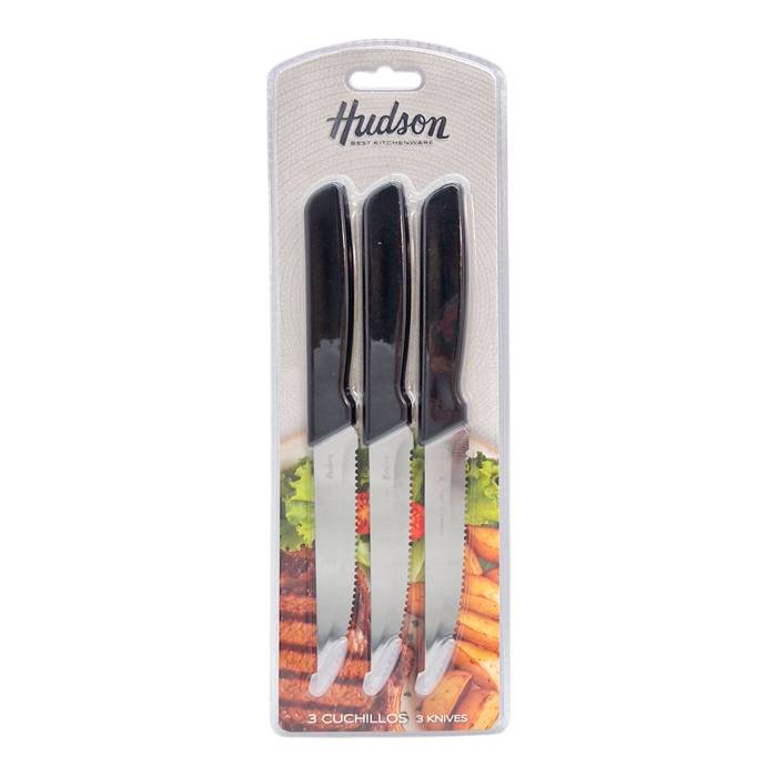 Cuchillo Hudson Basic Negro Pack X3