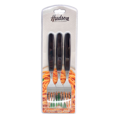 Tenedor Hudson Basic Negro Pack X3