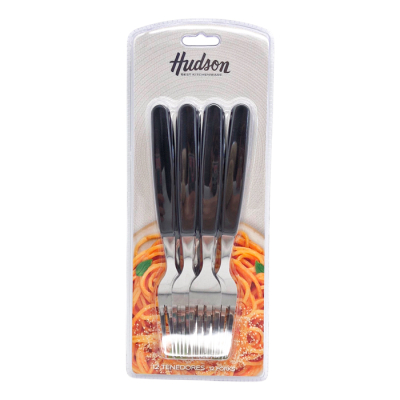 Tenedor Hudson Basic Negro Pack X12