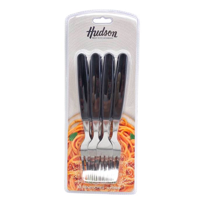 Tenedor Hudson Basic Negro Pack X12