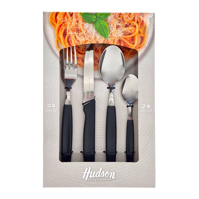 Set Cubiertos 24Pz. Hudson Basic Negro