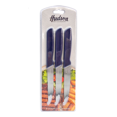 Cuchillo Hudson Basic Azul Pack X3