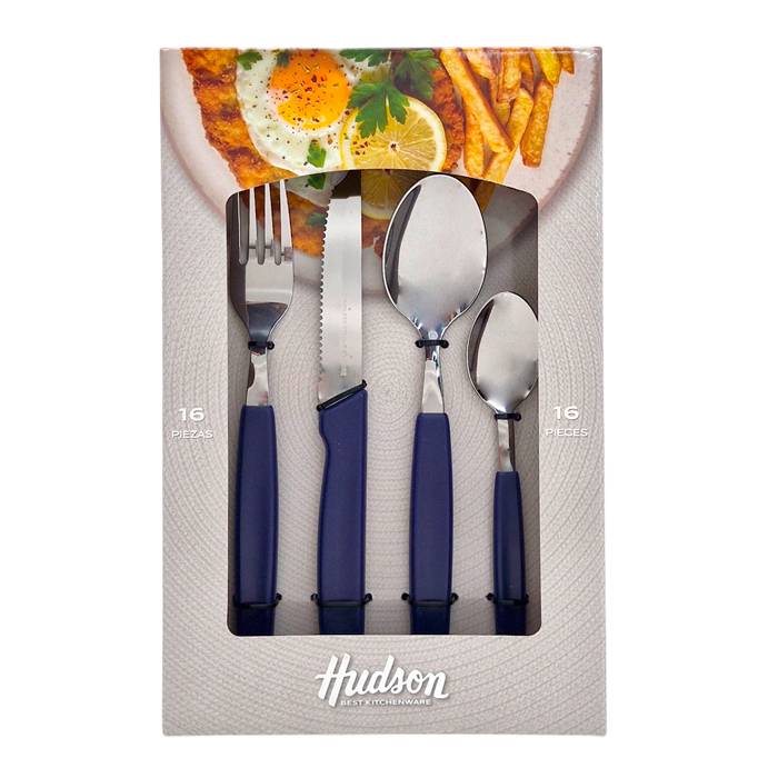 Set Cubiertos 16Pz. Hudson Basic Azul