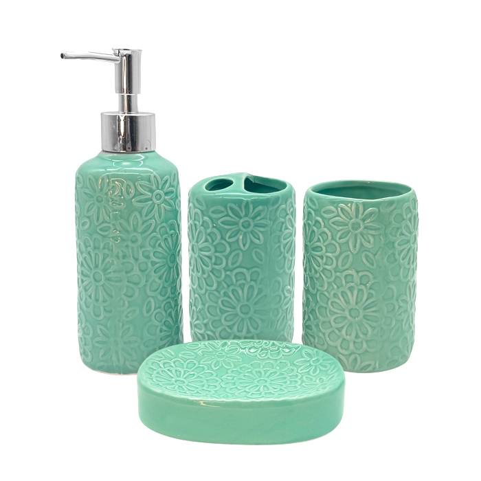 Set De Baño 4Pz. Flores Ceramica