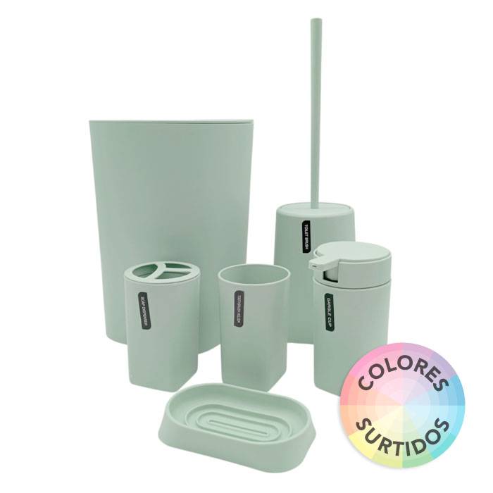 Set De Baño 6Pz. Plastico Redondo