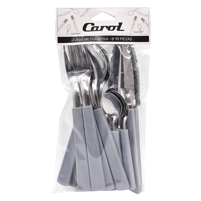 Set Cubiertos Tramados Carol 16Pz Gris