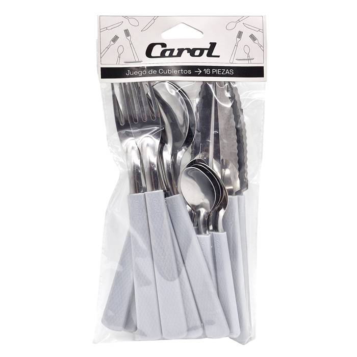 Set Cubiertos Tramados Carol 16Pz Tiza