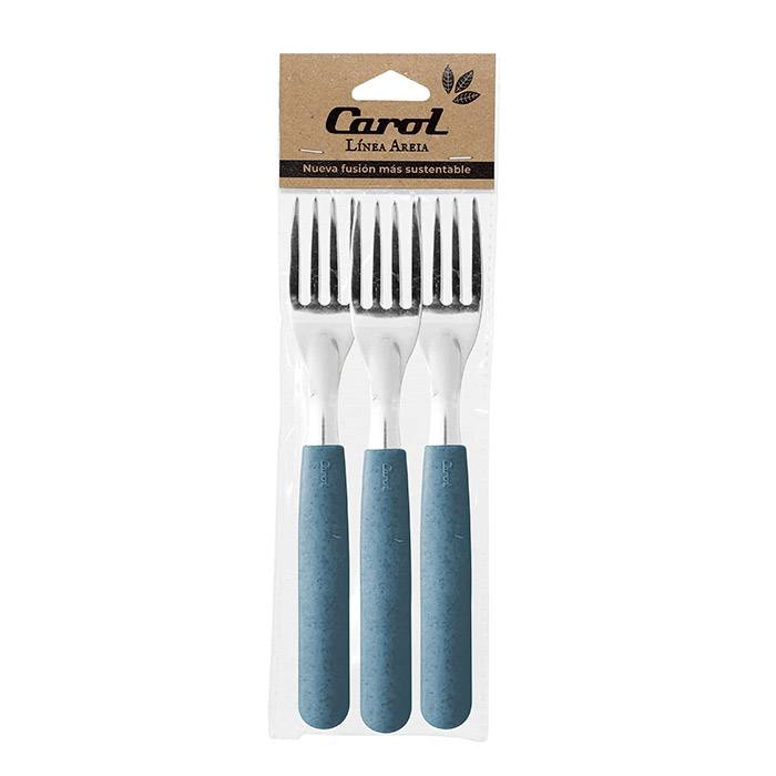 Tenedor Carol M/plastico X3 Azul