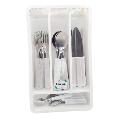 Set Cubiertos Carol 24Pz Tiza +Cubiertera