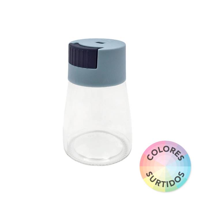 Salero Vidrio Tapa Plastica Color