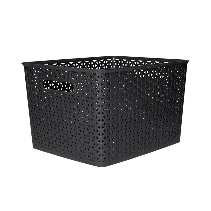 Canasto Calado Negro S/Tapa Dif-Plast