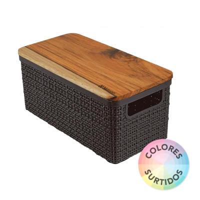 Canasto C/Tapa Teca Angosto 3.7 Lt. Nitron