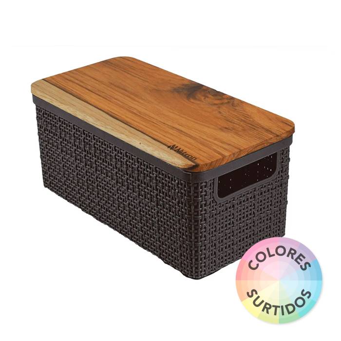 Canasto C/Tapa Teca Angosto 3.7 Lt. Nitron