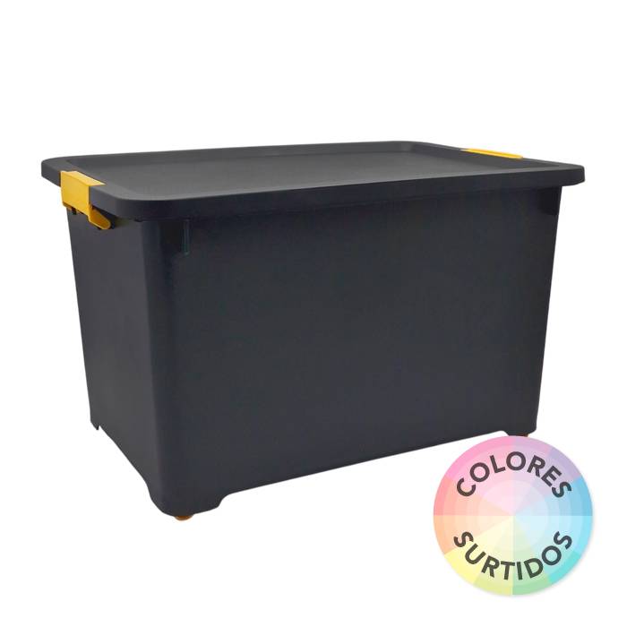 Organizador Negro C/Traba Y Ruedas 48 Lt.