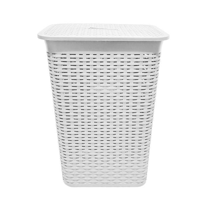 Cesto Ropa C/Tapa Simil Ratan Blanco