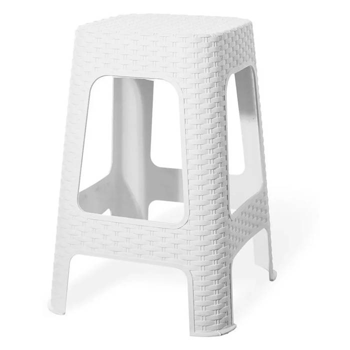 Banqueta Simil Ratan Blanca
