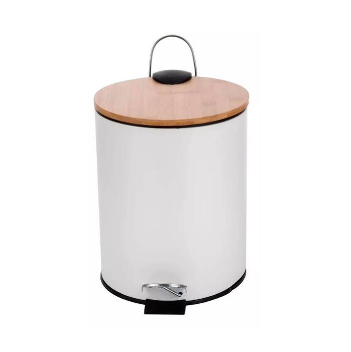 Residuo Pedal Acero 3 L Blanco Liso Cierre Suave