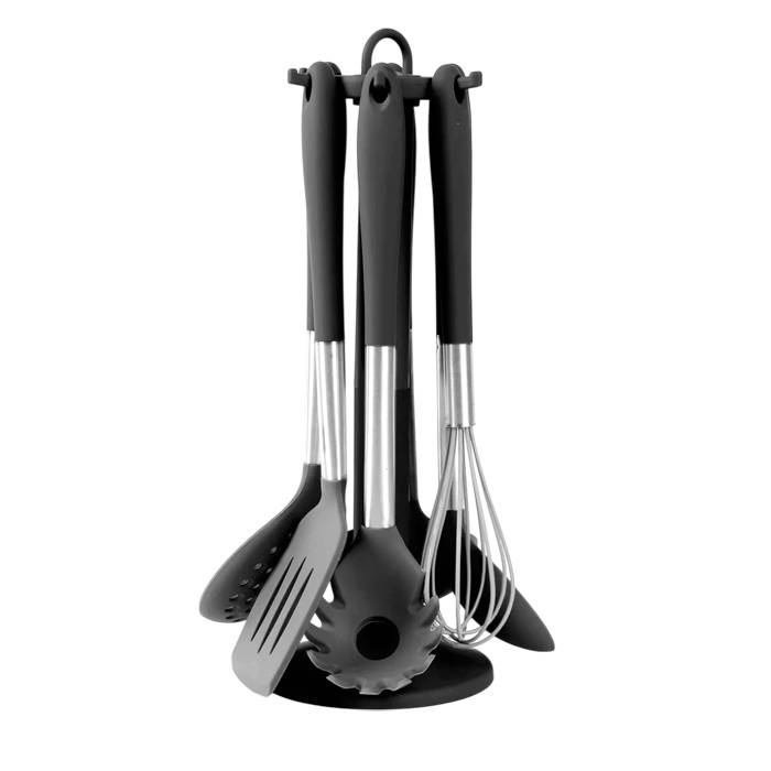 Set X7 Utensilios Silicona Negro Carol