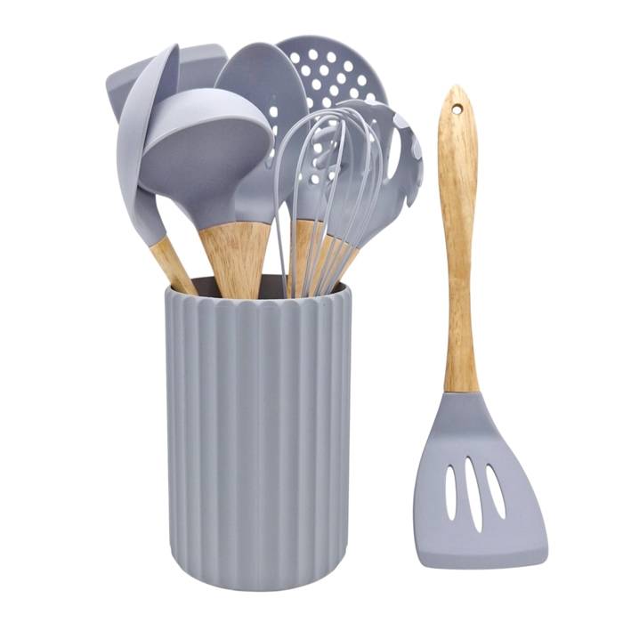 Set X9 Utensilios Silicona Gris Carol