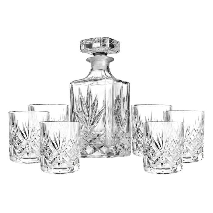 Set De Whisky Transparente 7Pz. Labrado