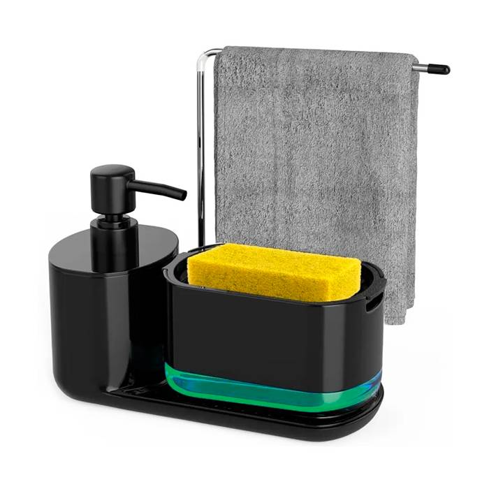 Dosificador 2En1 C/Porta Esponja Negro