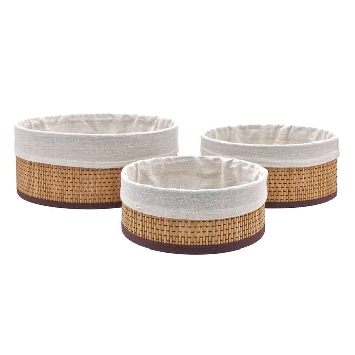 Set X3 Canasto Redondo Bambu/Tela Suka