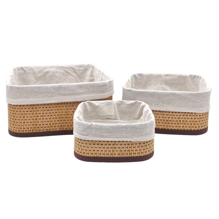 Set X3 Canasto Cuadrado Bambu/Tela Suka