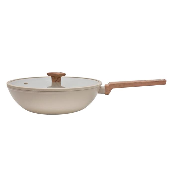 Wok C/Tapa Carol 28Cm. Forjado Beige