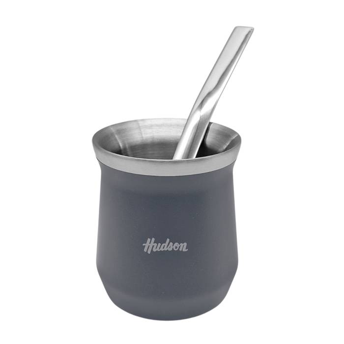 Set Mate/Bombilla Hudson Vaso Acero Gris