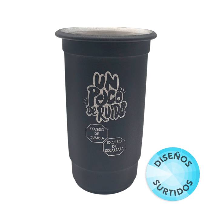 Vaso Aluminio Negro 1 Lt. Decorado