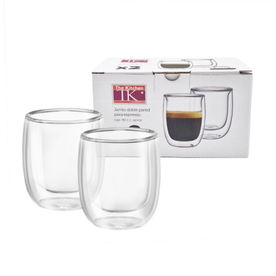 Set X2 Vaso Doble Vidrio 90Cc