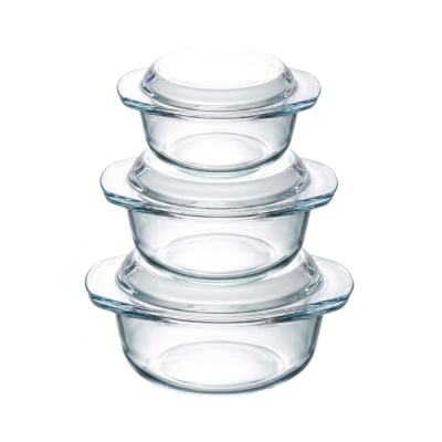 Cacerola Vidrio C/Tapa Set X3