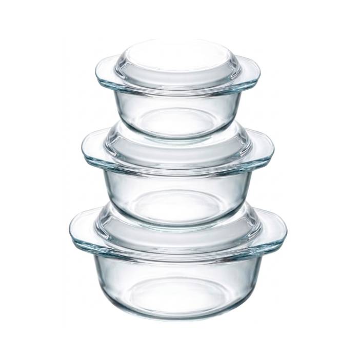 Cacerola Vidrio C/Tapa Set X3