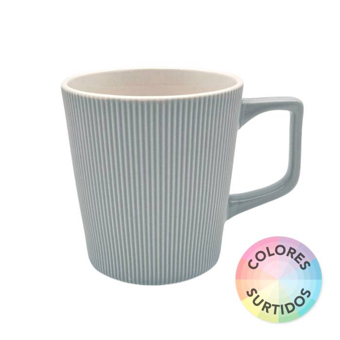 Taza Ceramica Rayada Colores 430Ml