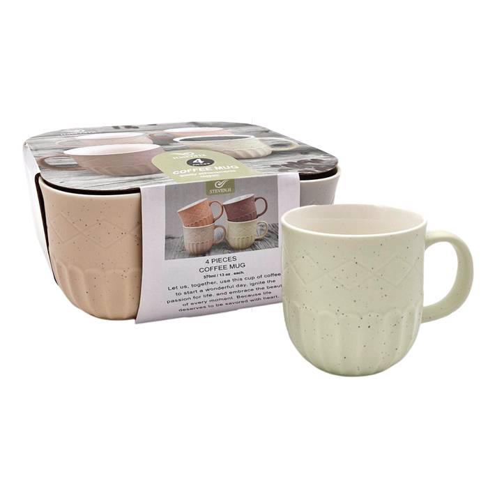 Taza Ceramica Labrada Color 370Ml Pack X4