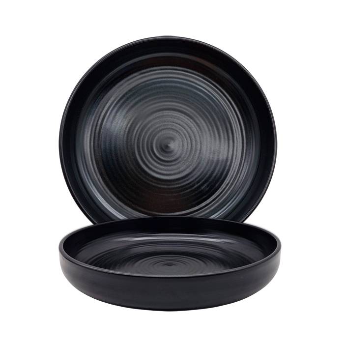 Plato Hondo Gres Fusion Negro 21Cm. Carol