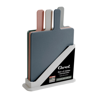 Set X4 Tabla De Picar C/Base Carol