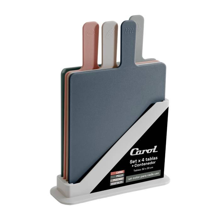 Set X4 Tabla De Picar C/Base Carol