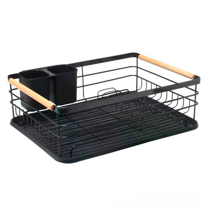 Secaplatos Negro M/ Madera 1 Piso