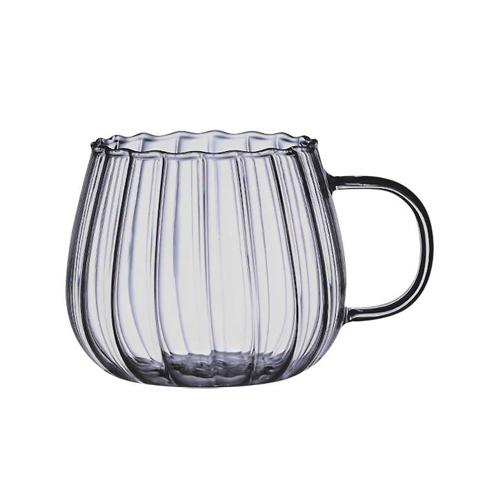 Taza Cafe Vidrio Fume Labrada 400Ml
