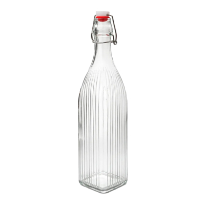 Botella Vidrio Rayada Hermetica 1 Lt.