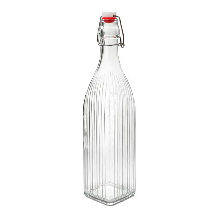 Botella Vidrio Rayada Hermetica 1 Lt.