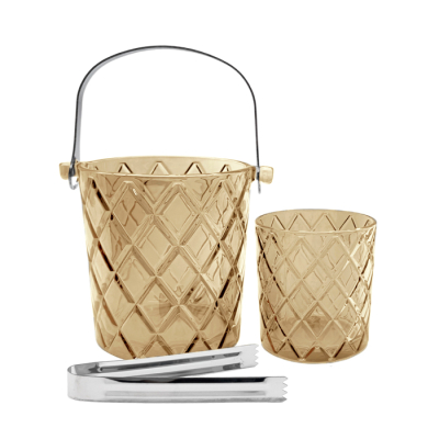 Set Hielera 7Pz Vidrio Ambar Labrado