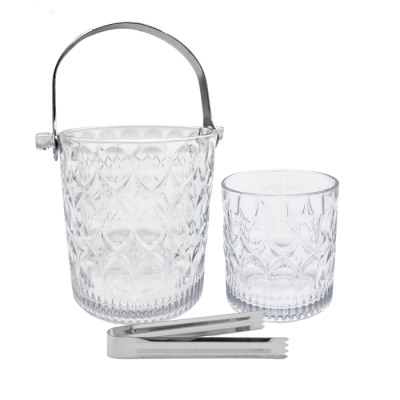 Set Hielera 7Pz Vidrio Transp. Labrado