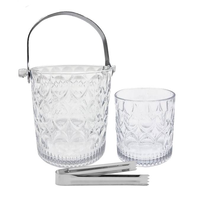 Set Hielera 7Pz Vidrio Transp. Labrado