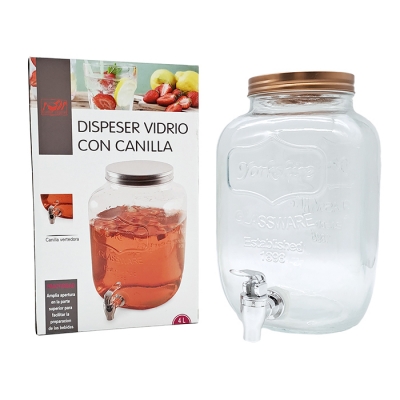 Dispenser Vidrio Con Canilla 4l