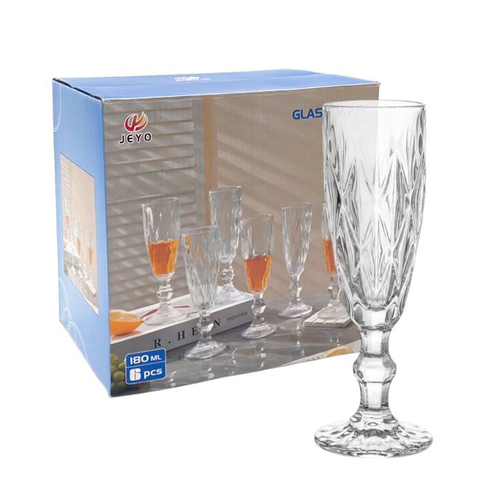 Copa Vidrio Flauta Rombos Transp. Pack X6